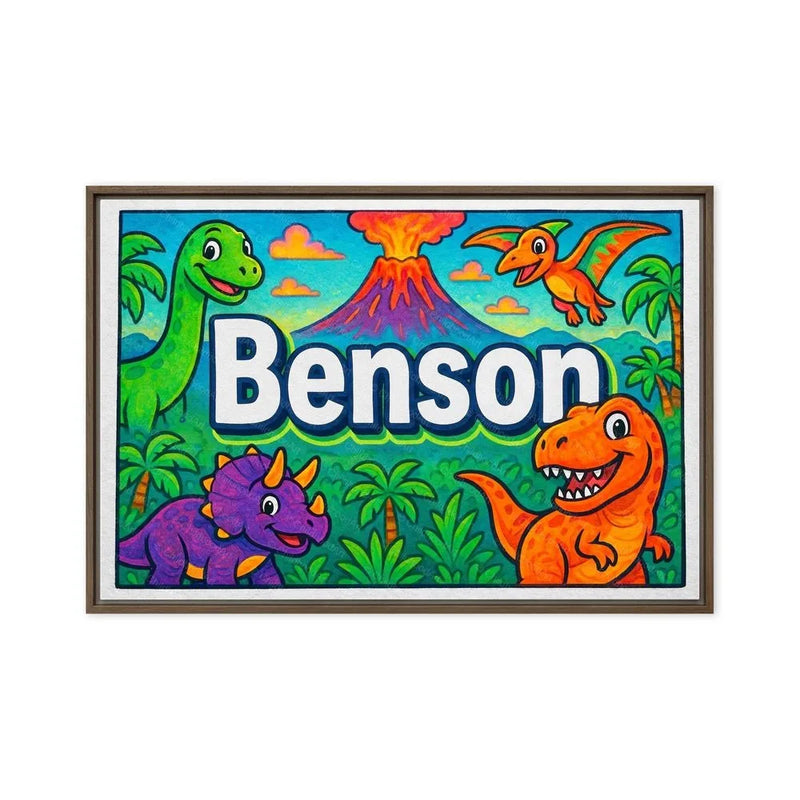 Benson Name Art - Dinosaur Adventure personalized wall print for kids