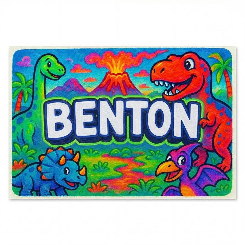 Benton Name Art - Dinosaur Adventure personalized wall print for kids