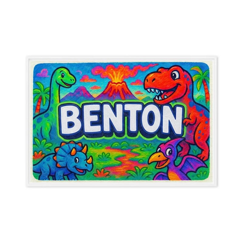 Benton Name Art - Dinosaur Adventure personalized wall print for kids