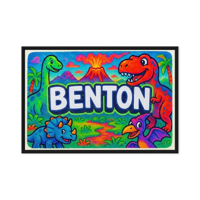Benton Name Art - Dinosaur Adventure personalized wall print for kids