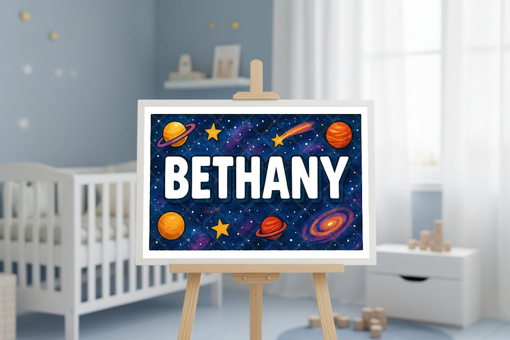 Personalized space nursery art for kids – Bethany name print