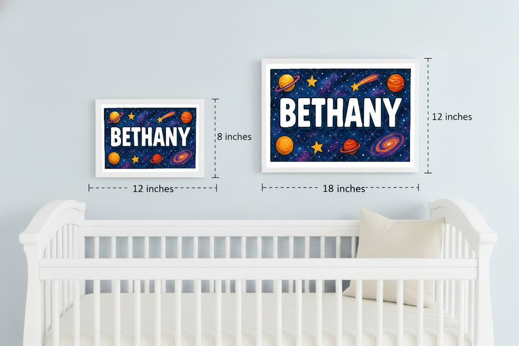 Personalized space nursery art for kids – Bethany name print