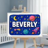 Beverly Name Art - Space Explorers personalized wall print for kids