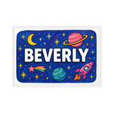 Beverly Name Art - Space Explorers personalized wall print for kids
