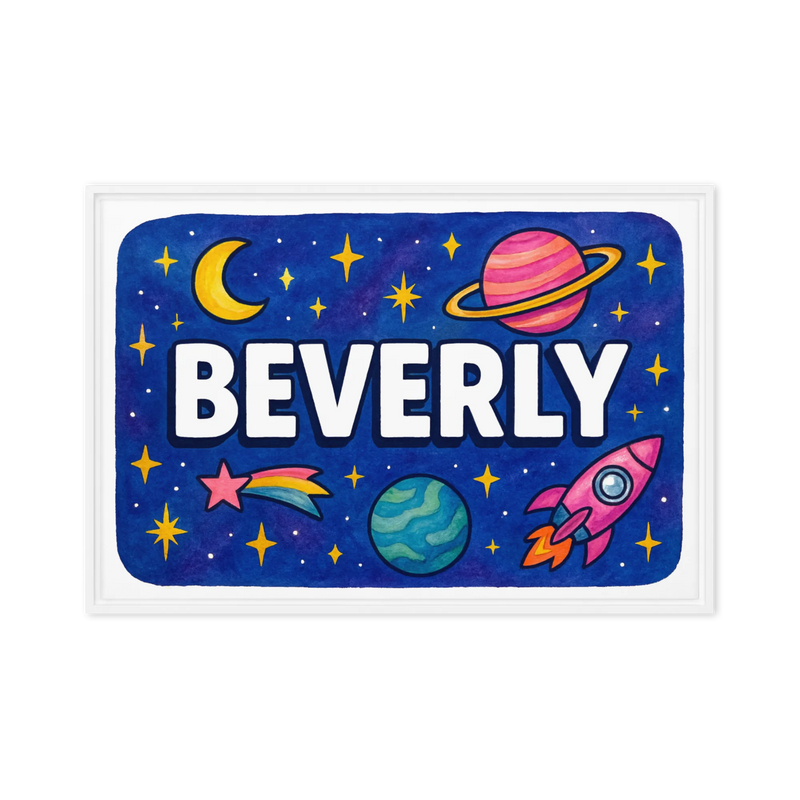 Beverly Name Art - Space Explorers personalized wall print for kids