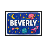 Beverly Name Art - Space Explorers personalized wall print for kids