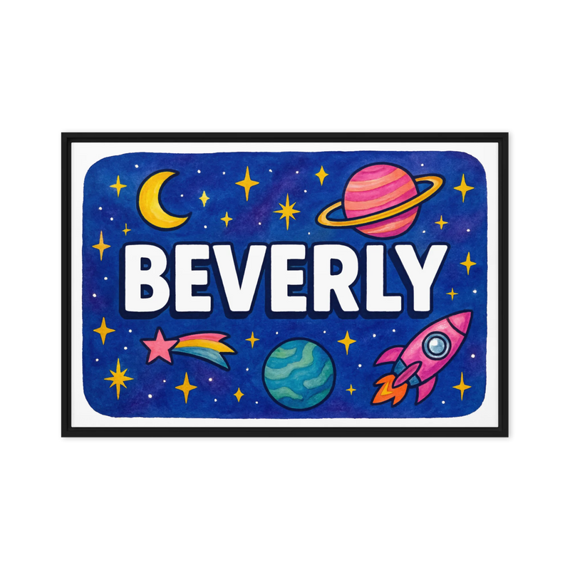 Beverly Name Art - Space Explorers personalized wall print for kids