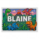 Blaine Name Art - Dinosaur Adventure personalized wall print for kids