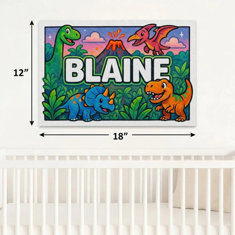 Blaine Name Art - Dinosaur Adventure personalized wall print for kids