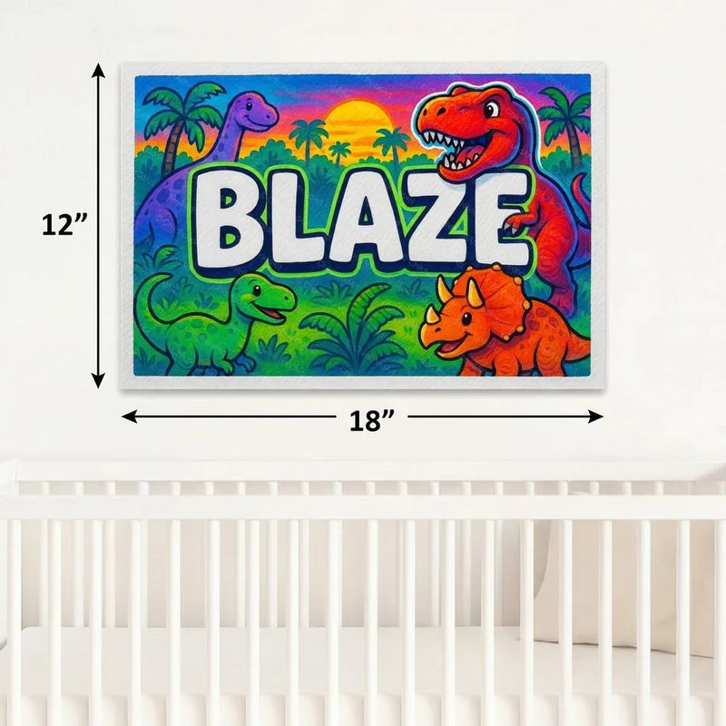 Blaze Name Art - Dinosaur Adventure personalized wall print for kids