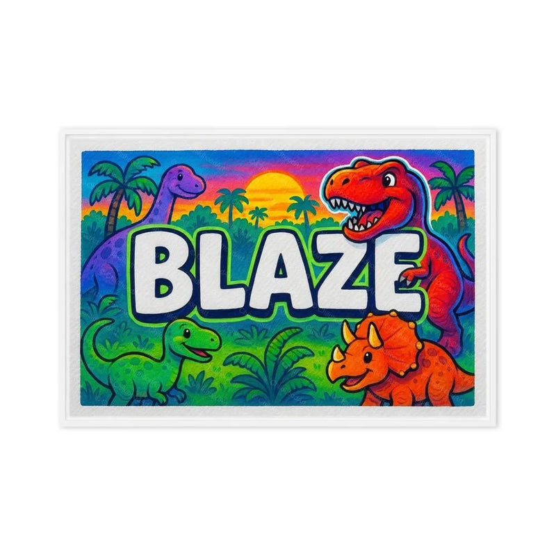 Blaze Name Art - Dinosaur Adventure personalized wall print for kids