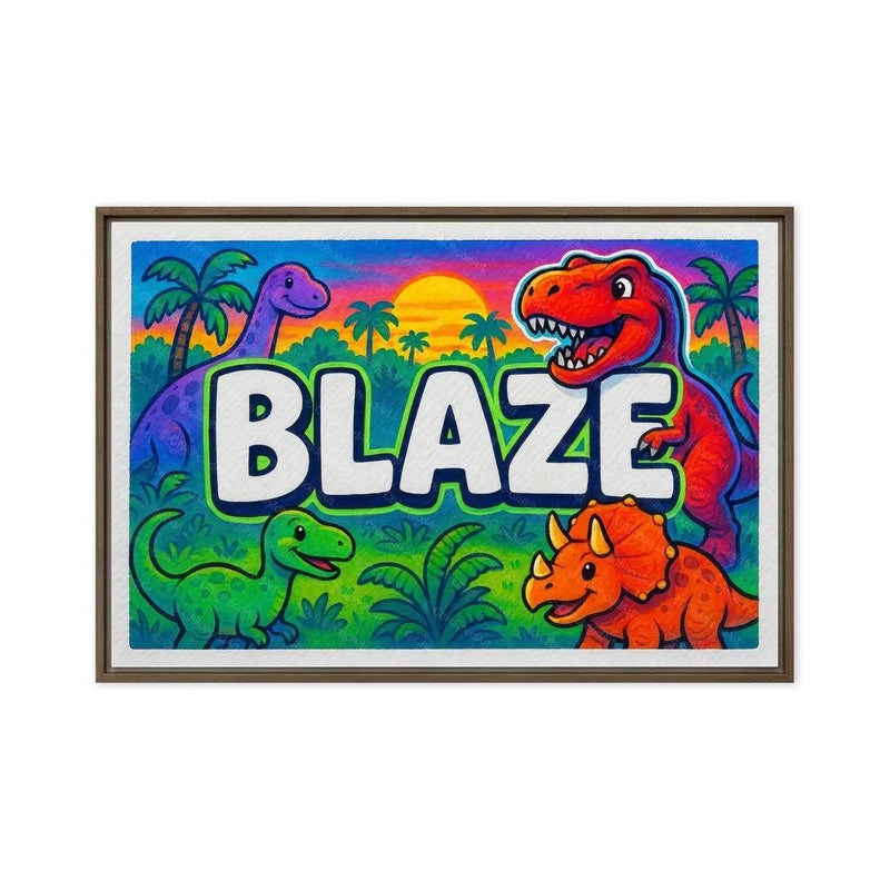 Blaze Name Art - Dinosaur Adventure personalized wall print for kids