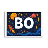 Bo Name Art - Space Explorers personalized wall print for kids