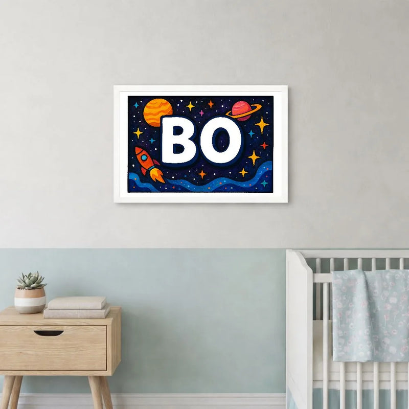 Bo Name Art - Space Explorers personalized wall print for kids