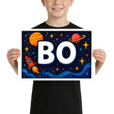 Bo Name Art - Space Explorers personalized wall print for kids