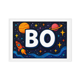 Bo Name Art - Space Explorers personalized wall print for kids
