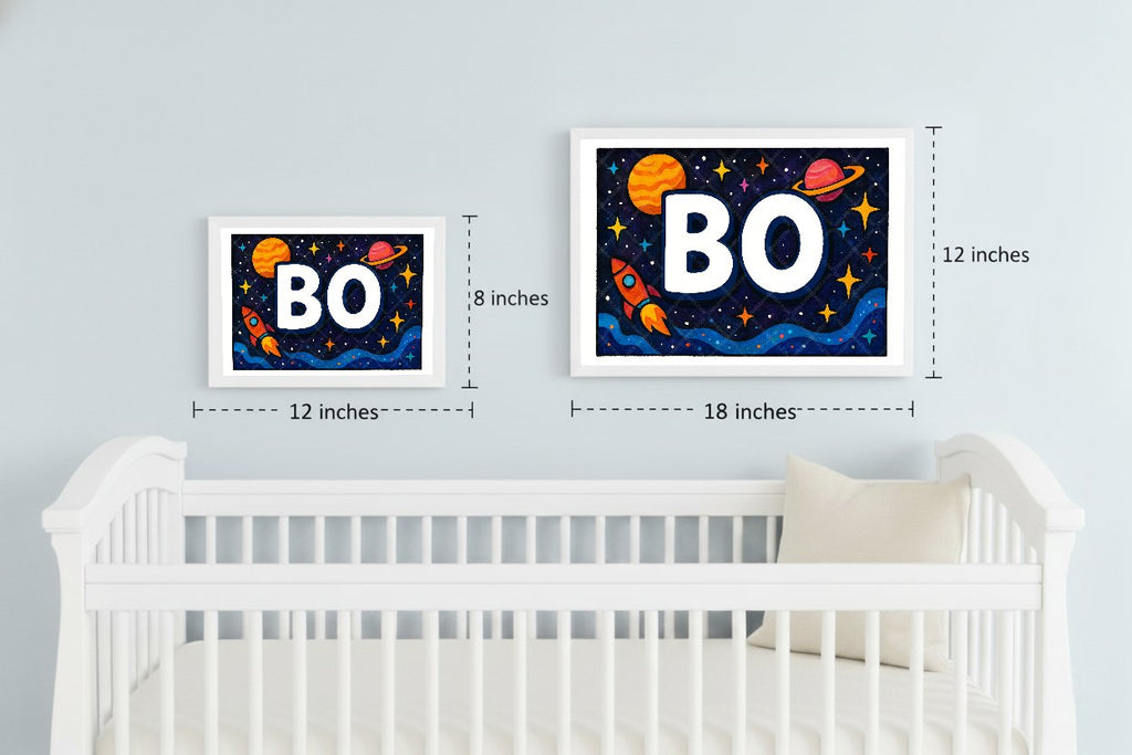 Personalized space nursery art for kids – Bo name print