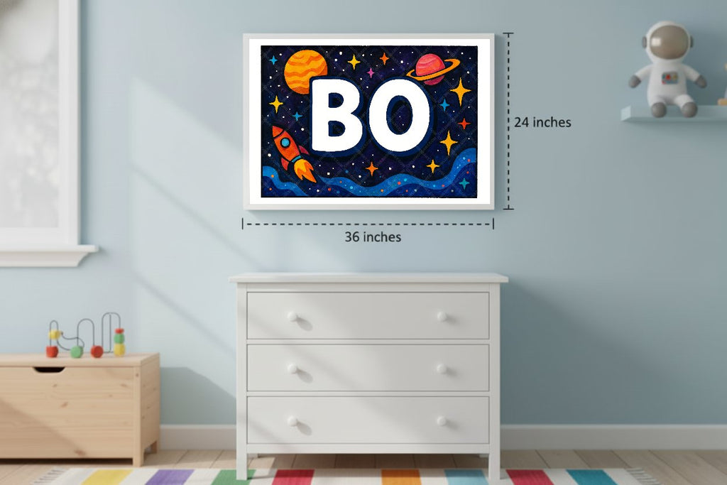 Personalized space nursery art for kids – Bo name print