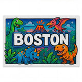 Boston Name Art - Dinosaur Adventure personalized wall print for kids