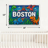 Boston Name Art - Dinosaur Adventure personalized wall print for kids