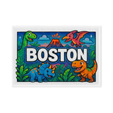 Boston Name Art - Dinosaur Adventure personalized wall print for kids