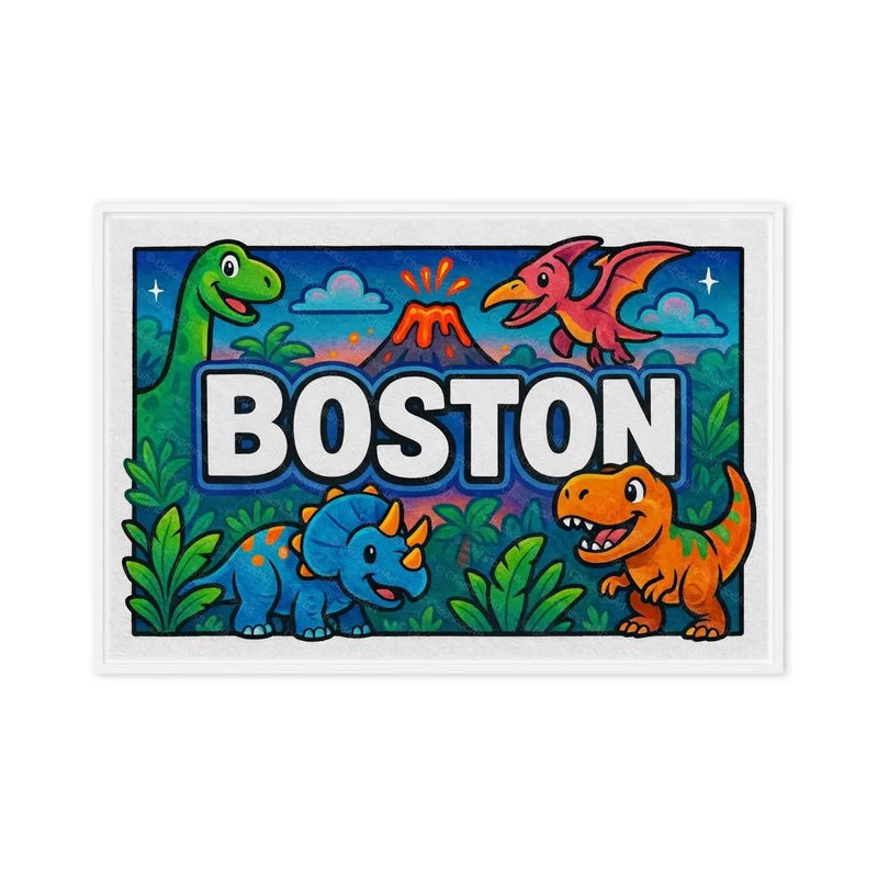 Boston Name Art - Dinosaur Adventure personalized wall print for kids