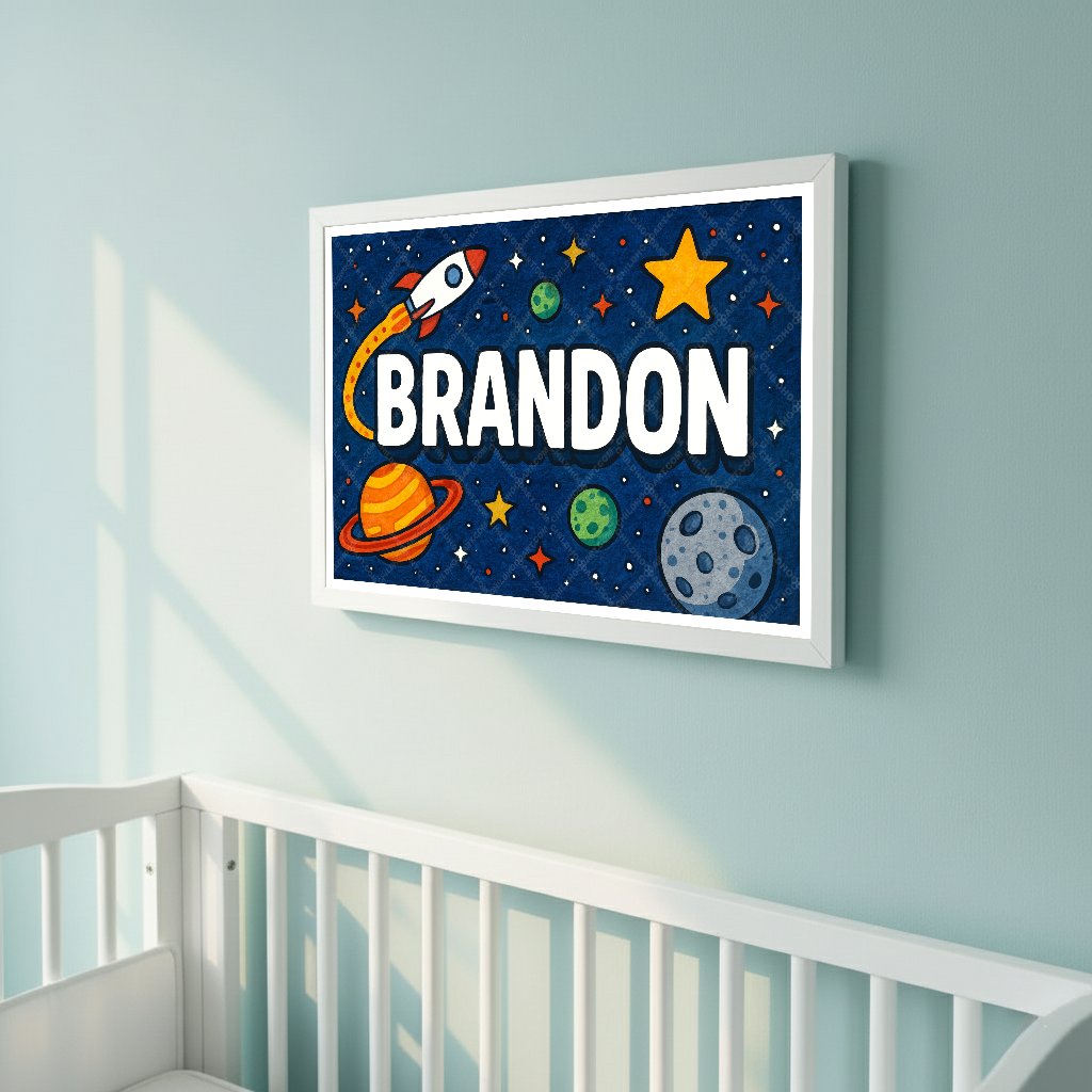 Personalized space name art for Brandon