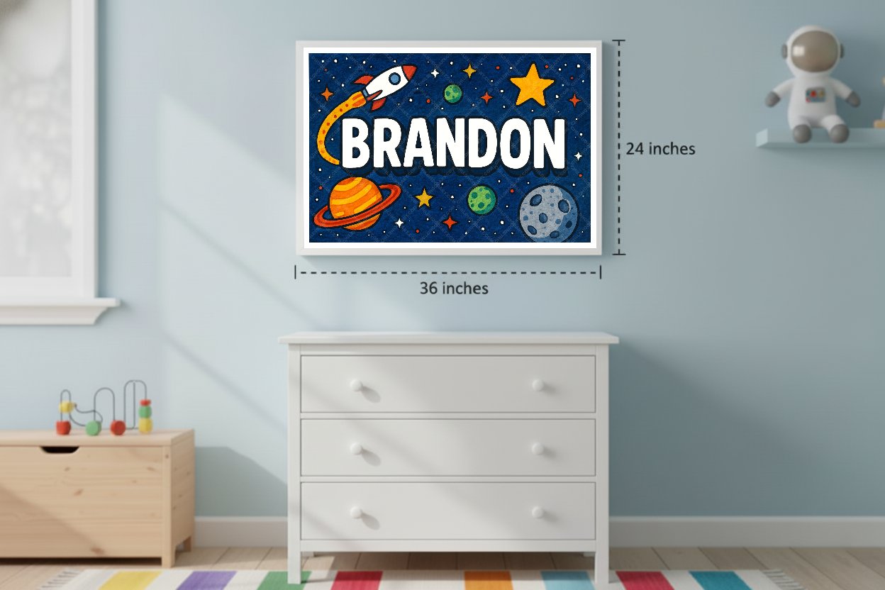 Personalized space name art for Brandon