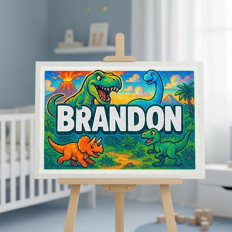 Don Name Art - Dinosaur Adventure personalized wall print for kids