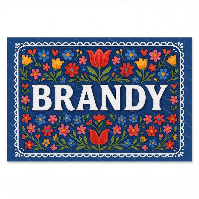Brandy Name Art - Floral Farmhouse personalized wall print for kids