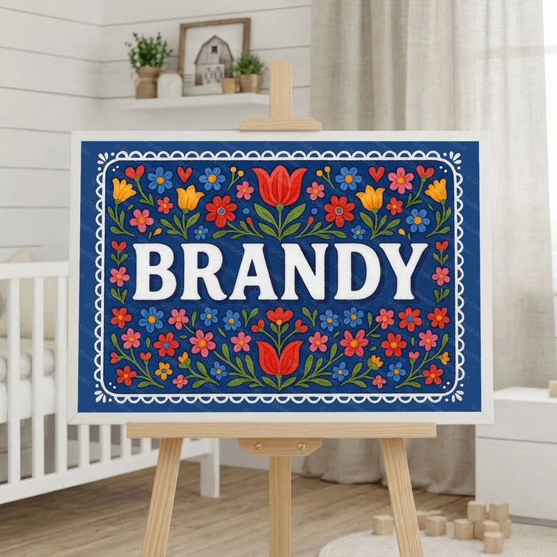 Brandy Name Art - Floral Farmhouse personalized wall print for kids