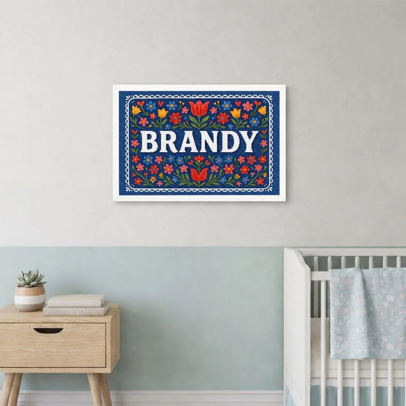 Brandy Name Art - Floral Farmhouse personalized wall print for kids