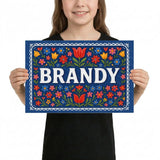Brandy Name Art - Floral Farmhouse personalized wall print for kids