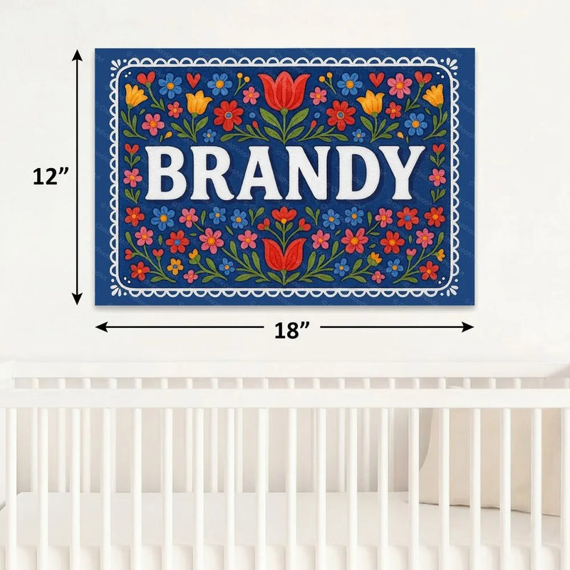 Brandy Name Art - Floral Farmhouse personalized wall print for kids