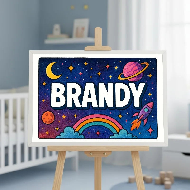 Brandy Name Art - Space Explorers personalized wall print for kids