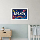 Brandy Name Art - Space Explorers personalized wall print for kids