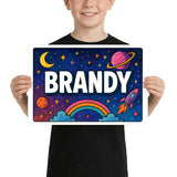 Brandy Name Art - Space Explorers personalized wall print for kids