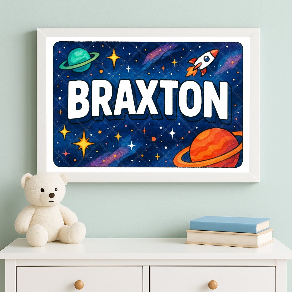 Personalized space name art for Braxton