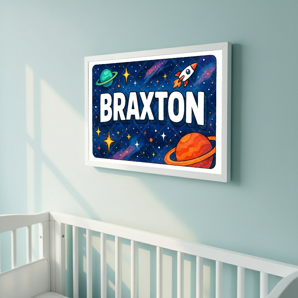 Personalized space name art for Braxton