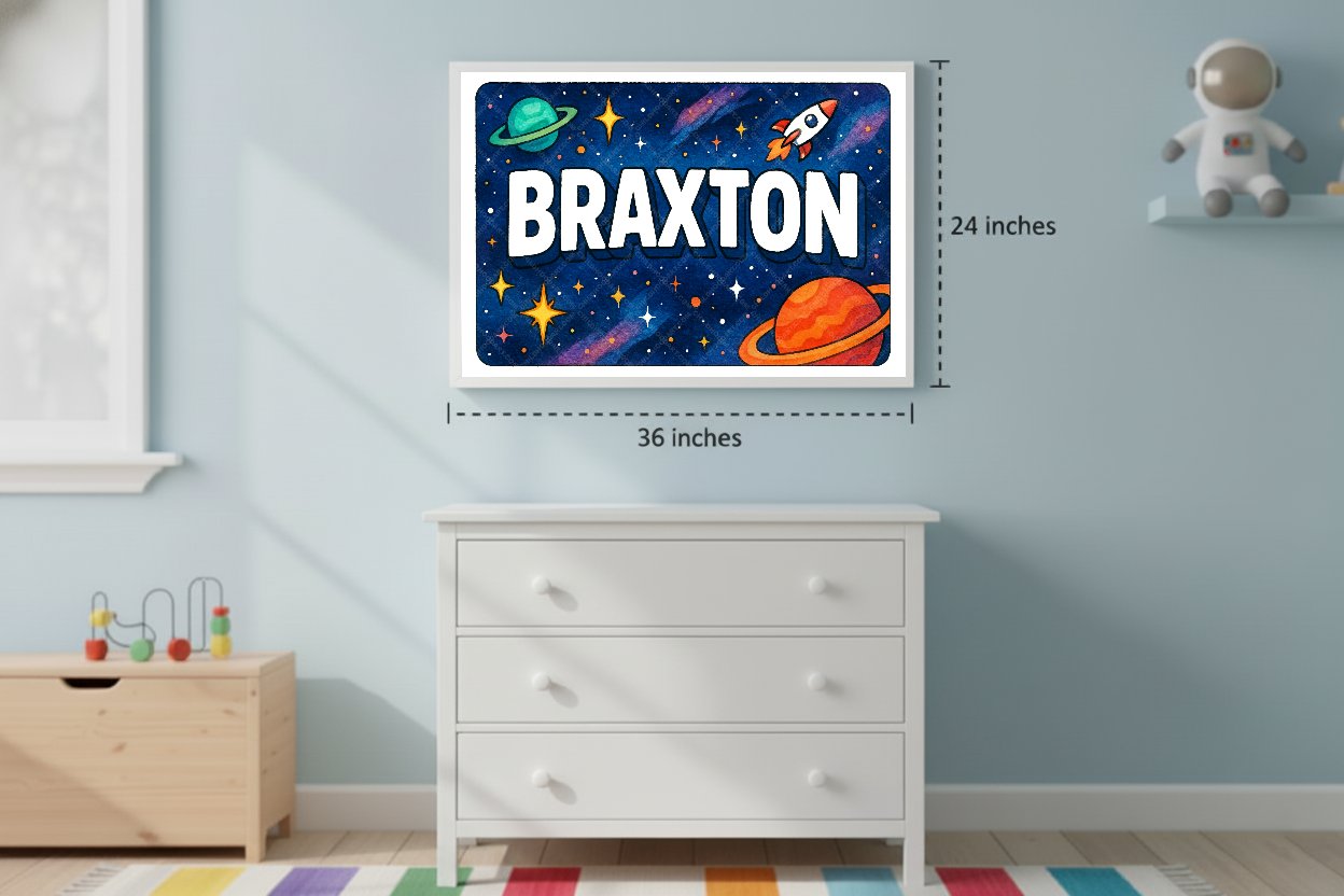Personalized space name art for Braxton