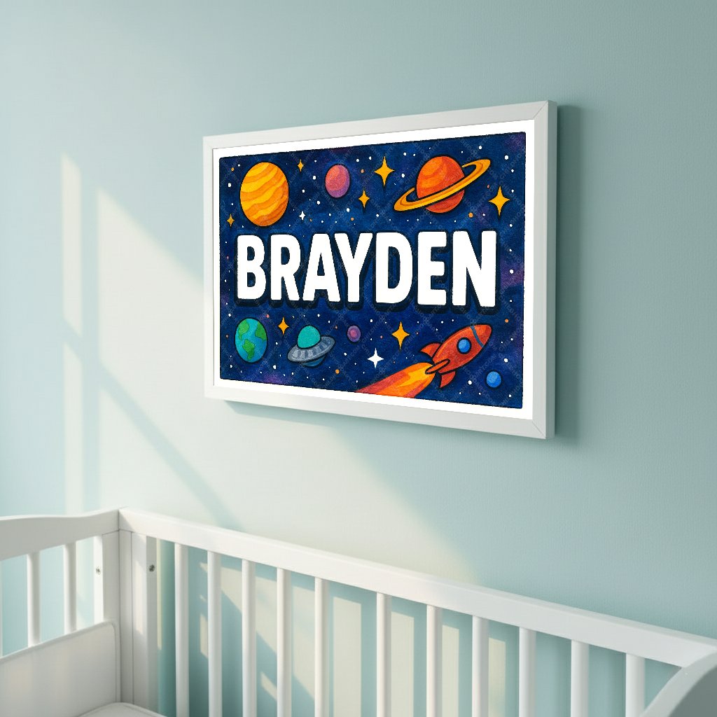 Personalized space name art for Brayden