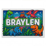 Braylen Name Art - Dinosaur Adventure personalized wall print for kids