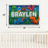 Braylen Name Art - Dinosaur Adventure personalized wall print for kids