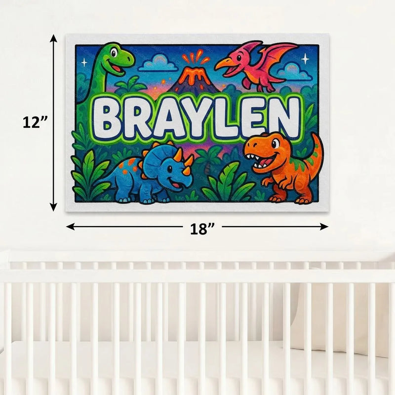 Braylen Name Art - Dinosaur Adventure personalized wall print for kids