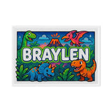 Braylen Name Art - Dinosaur Adventure personalized wall print for kids