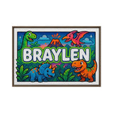 Braylen Name Art - Dinosaur Adventure personalized wall print for kids