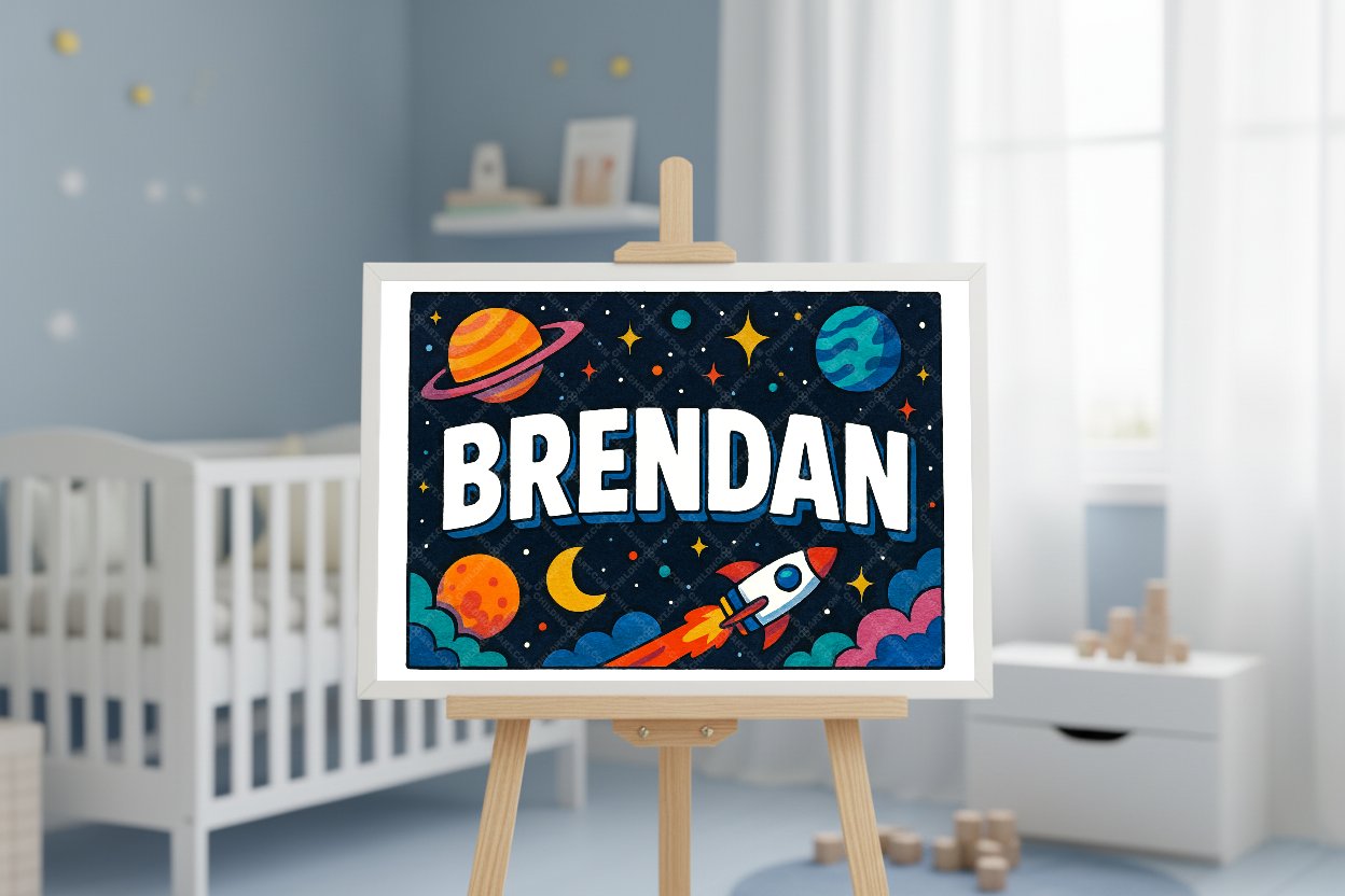 Personalized space name art for Brendan