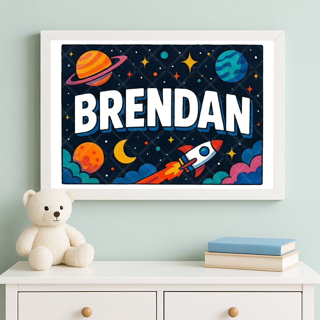 Personalized space name art for Brendan