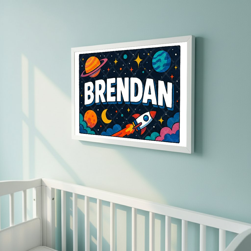 Personalized space name art for Brendan