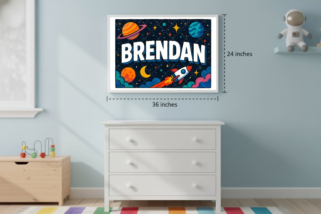 Personalized space name art for Brendan